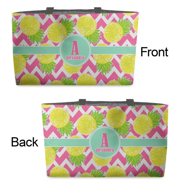 Pineapples Tote w/Black Handles - Front & Back Views