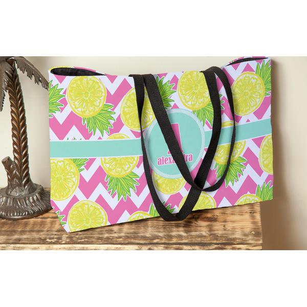 Pineapples Tote w/Black Handles - Lifestyle View
