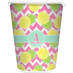 Pineapples Waste Basket - Single Sided (White) (Personalized)