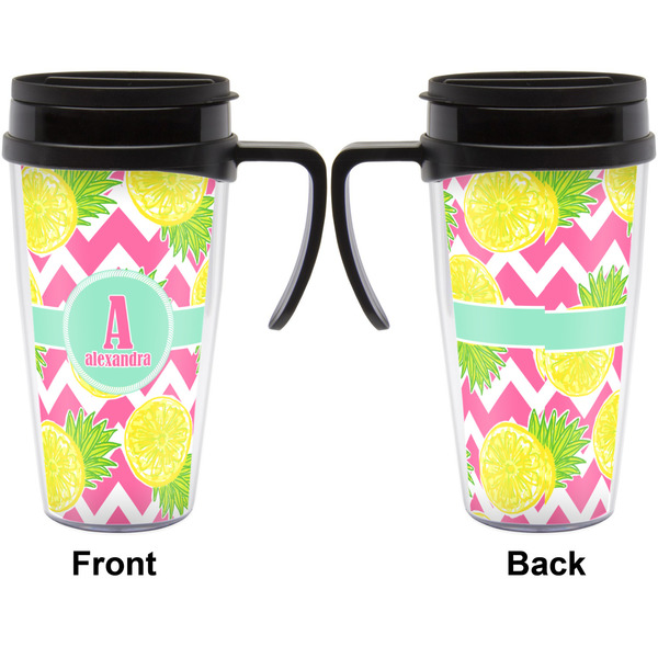 Pineapples Travel Mug with Black Handle - Approval