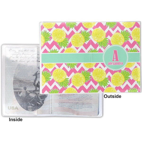 Pineapples Vinyl Passport Holder - Flat Front and Back