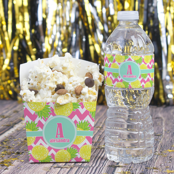 Pineapples Water Bottle Label - w/ Favor Box