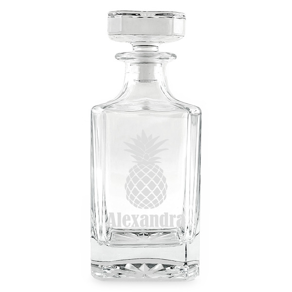 Custom Pineapples Whiskey Decanter - 26 oz Square (Personalized)