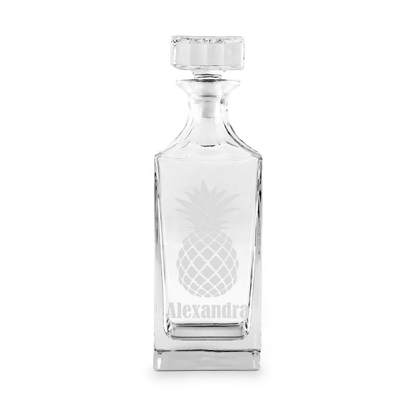 Custom Pineapples Whiskey Decanter - 30 oz Square (Personalized)