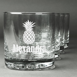 Pineapples Whiskey Glasses (Set of 4) (Personalized)