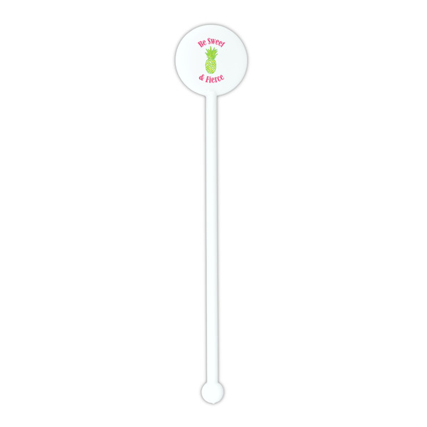 Pineapples White Plastic 5.5" Stir Stick - Round - Single Stick
