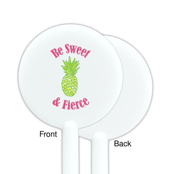 Pineapples White Plastic 5.5" Stir Stick - Single Sided - Round - Front & Back