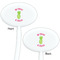 Pineapples White Plastic 7" Stir Stick - Double Sided - Oval - Front & Back