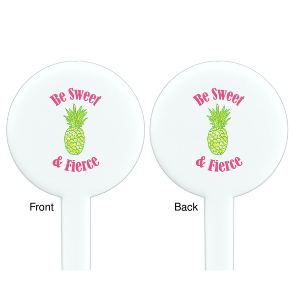 Pineapples White Plastic 7" Stir Stick - Double Sided - Round - Front & Back