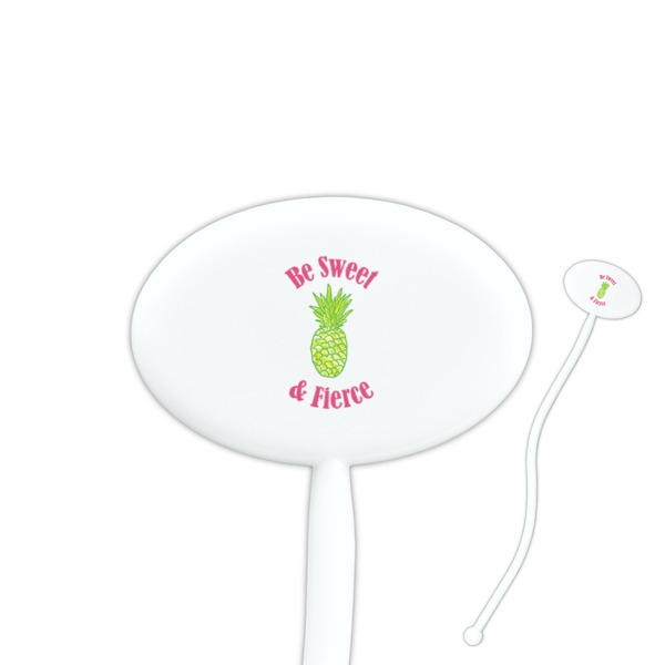 Custom Pineapples 7" Oval Plastic Stir Sticks - White - Double Sided (Personalized)