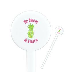 Pineapples 7" Round Plastic Stir Sticks - White - Double Sided (Personalized)