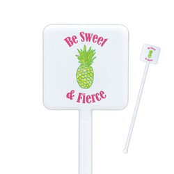 Pineapples Square Plastic Stir Sticks - Single Sided (Personalized)