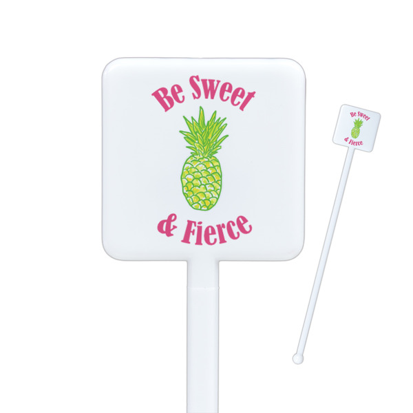 Custom Pineapples Square Plastic Stir Sticks - Single Sided (Personalized)