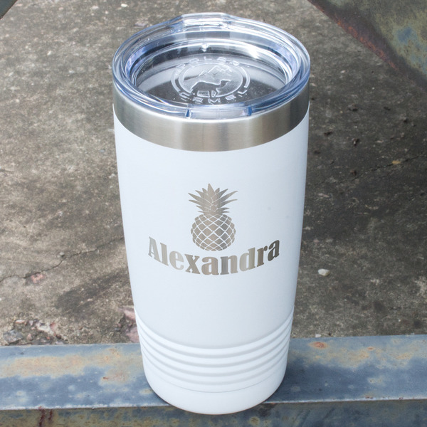 Pineapples White Polar Camel Tumbler - 20oz - Angled