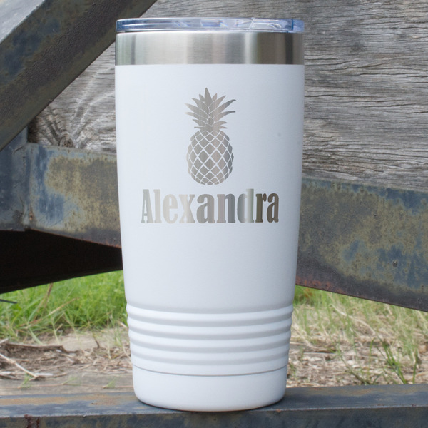 Custom Pineapples 20 oz Stainless Steel Tumbler - White - Single Sided (Personalized)