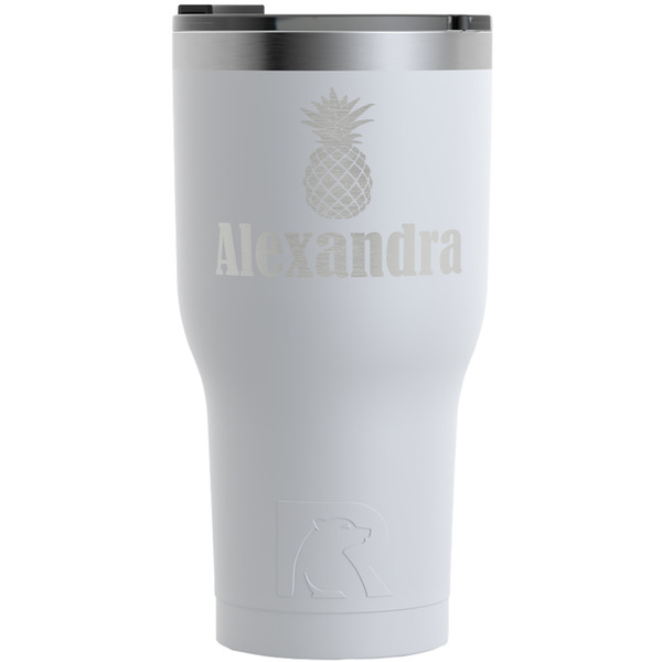 Custom Pineapples RTIC Tumbler - White - Engraved Front (Personalized)