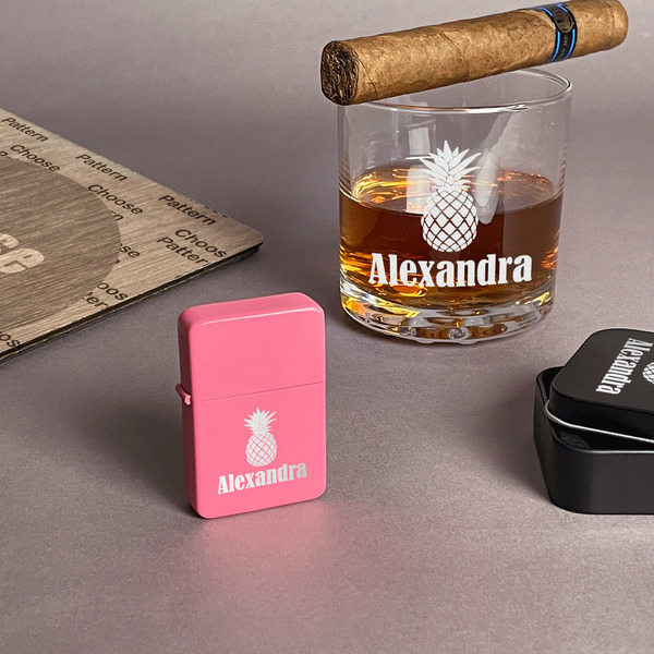 Pineapples Windproof Lighters - Pink - In Context