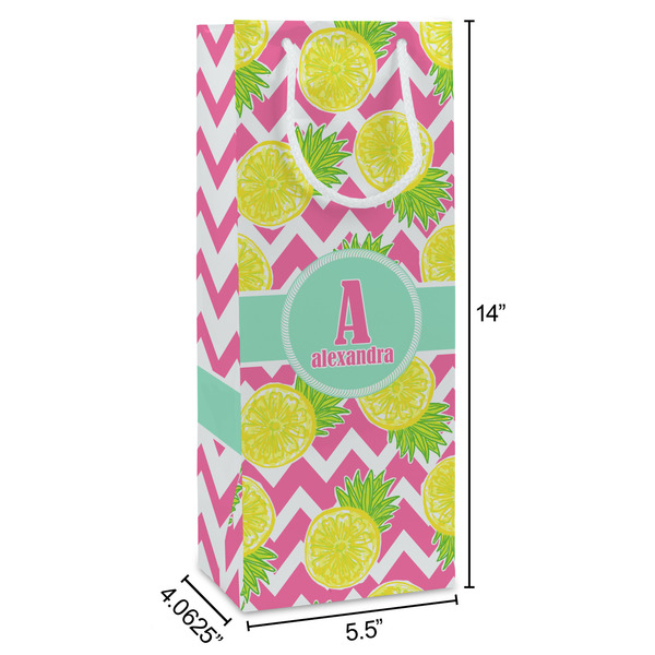 Pineapples Wine Gift Bag - Dimensions