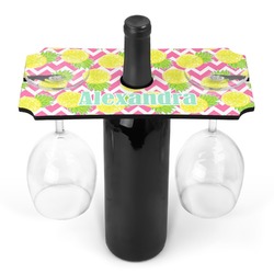 Pineapples Wine Bottle & Glass Holder (Personalized)
