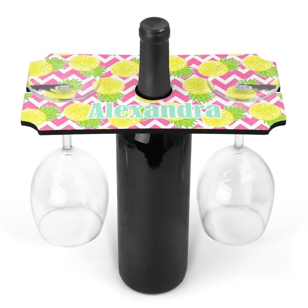 Custom Pineapples Wine Bottle & Glass Holder (Personalized)