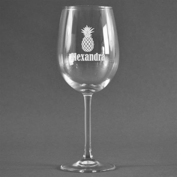 Custom Pineapples Wine Glass (Single) (Personalized)