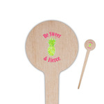 Pineapples 4" Round Wooden Food Picks - Double Sided (Personalized)