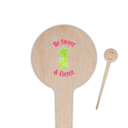 Pineapples 4" Round Wooden Food Picks - Double Sided (Personalized)