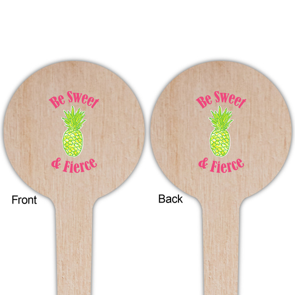 Pineapples Wooden 4" Food Pick - Round - Double Sided - Front & Back