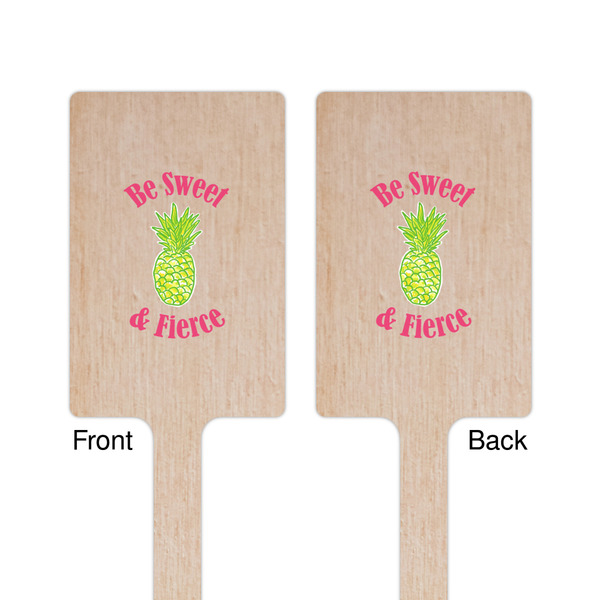 Pineapples Wooden 6.25" Stir Stick - Rectangular - Double Sided - Front & Back
