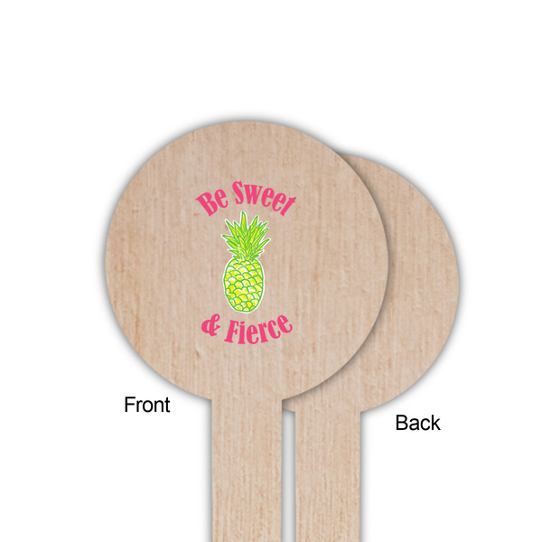 Pineapples Wooden 6" Food Pick - Round - Single Sided - Front & Back