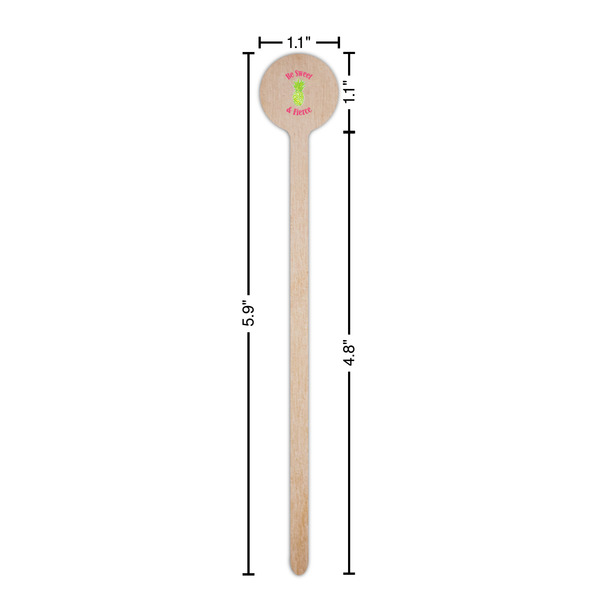 Pineapples Wooden 6" Stir Stick - Round - Dimensions