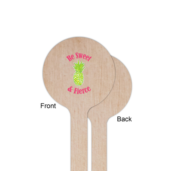 Pineapples Wooden 6" Stir Stick - Round - Single Sided - Front & Back