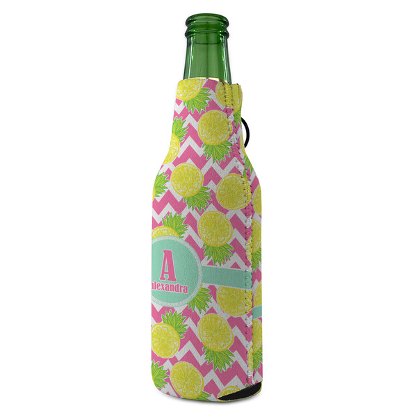 Pineapples Zipper Bottle Cooler - ANGLE (bottle)