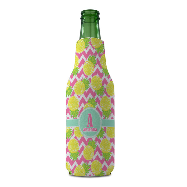 Pineapples Zipper Bottle Cooler - FRONT (bottle)