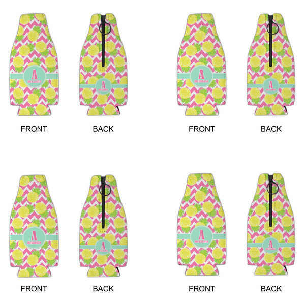 Pineapples Zipper Bottle Cooler - Set of 4 - APPROVAL