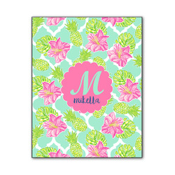 Preppy Hibiscus Wood Print - 11x14 (Personalized)