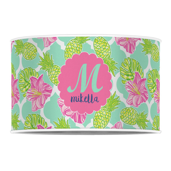 Preppy Hibiscus 12" Drum Lampshade - FRONT (Poly Film)