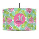 Preppy Hibiscus 12" Drum Pendant Lamp - Fabric (Personalized)