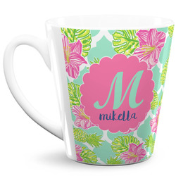 Preppy Hibiscus 12 Oz Latte Mug (Personalized)