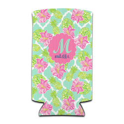 Preppy Hibiscus Can Cooler (tall 12 oz) (Personalized)