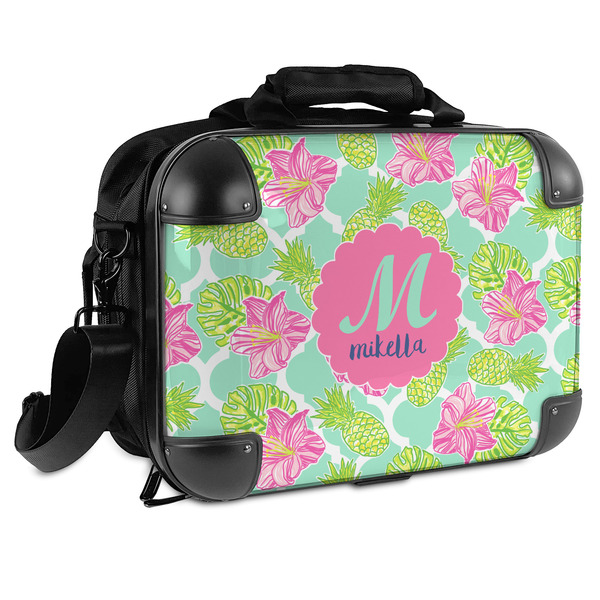 Custom Preppy Hibiscus Hard Shell Briefcase (Personalized)