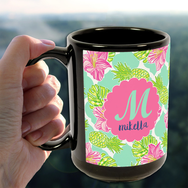 Preppy Hibiscus 15oz. Black Mug - LIFESTYLE