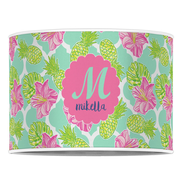 Preppy Hibiscus 16" Drum Lampshade - FRONT (Poly Film)