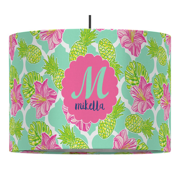 Preppy Hibiscus 16" Drum Lampshade - PENDANT (Fabric)