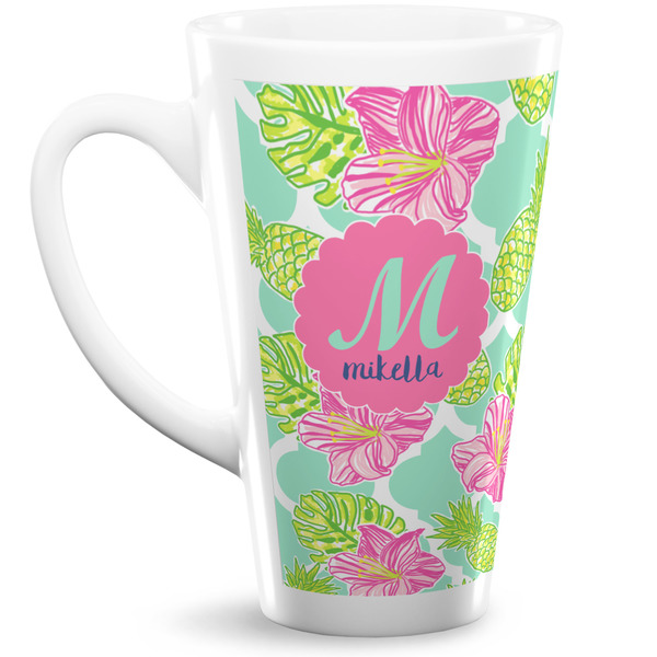 Custom Preppy Hibiscus Latte Mug (Personalized)