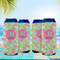 Preppy Hibiscus 16oz Can Sleeve - Set of 4 - LIFESTYLE