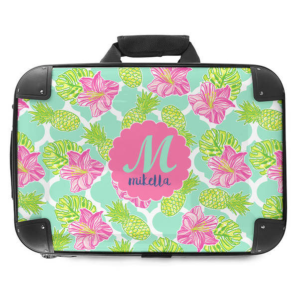 Custom Preppy Hibiscus Hard Shell Briefcase - 18" (Personalized)