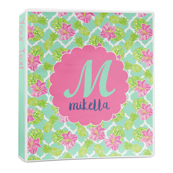 Custom Preppy Hibiscus 3-Ring Binder - 1 inch (Personalized)