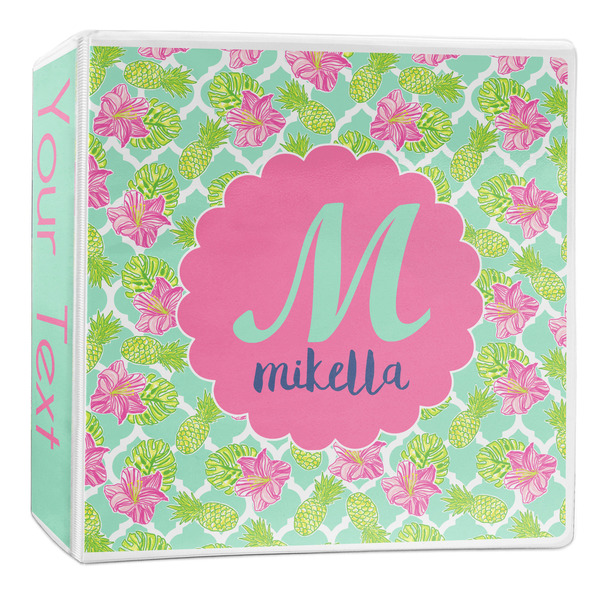 Custom Preppy Hibiscus 3-Ring Binder - 2 inch (Personalized)