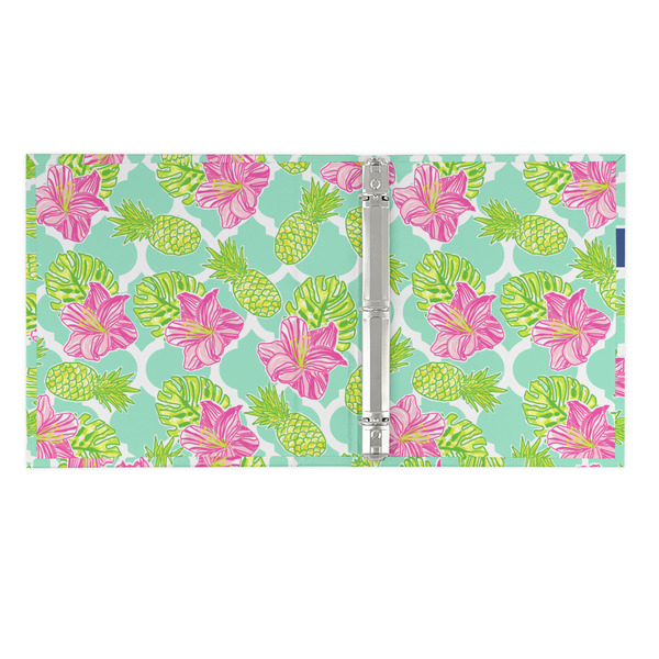 Preppy Hibiscus 3 Ring Binders - Full Wrap - 1" - OPEN INSIDE